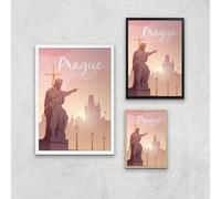 Visit... Prague Giclée Art Print - A4 - Wooden Frame
