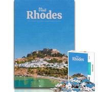 Visit Rhodes Jigsaws 1000 Pieces for Adults,Challenging Game And Family Play for Is Ideal As A Gift for The Whole Family 38x52cm