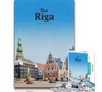 Visit Riga 1000 Piece Jigsaw Puzzles for Adults & Teens,Challenging Game And Family Play for Is Ideal As A Gift for The Whole Family 50x75cm