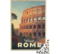 Visit Rome Colosseum Jigsaw Puzzles Puzzle for Adults Kids. 1000 Piece Whimsical Challenge Toy Educational Games Home Decoration for Adults& Kids Age 14 Years Up 70x50cm/1000pcs