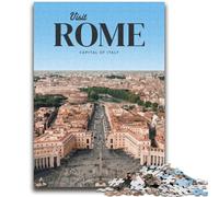 Visit Rome Jigsaw Puzzles for Adults 1000 Piece, Family Activity with Matching Poster And Trivia Sheet for Age 14+ 2000pcs (70x100cm)