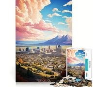 Visit Salt Lake City 1000-piece Jigsaw Puzzles Brain Focus Game Expert Cutting Craftsmanship Fascinating Hobby for Idle Moments (38x52cm)
