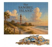 Visit Sanibel Detailed Wooden Jigsaw Puzzle 500 Pieces for Adults | Festive puzzle present: solo or shared puzzle time alone or together.