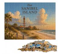 Visit Sanibel Wooden Jigsaw 300 Pieces for Adults | For gifting: Jigsaw Puzzle Gift - clear image areas for detailed puzzle work alone or together.