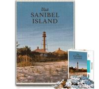 Visit Sanibel Wooden Jigsaw for Adults | Adult Jigsaw Puzzle: shared home puzzle activity alone or together.
