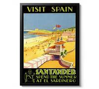 Visit Santander Print, Spain Travel Poster, Vintage Postcard Wall Art, Retro tourism Home Decor Gift Idea, Archival Matte, A5 (Print Only) - 21x14.8cm