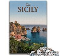 Visit Sicily 1000 Piece Jigsaw Puzzles for Adults Gifts,Help The Brain Exercise Addictive Toys to Cultivate Patience Suitable for Couples (38x26cm)