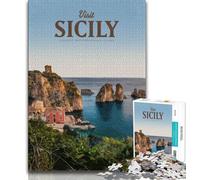 Visit Sicily Jigsaw Puzzles for Adults Teenagers Jigsaws Puzzle,Toys Educational Games Stress Relieving Suitable for Desktop Decoration 38x26cm