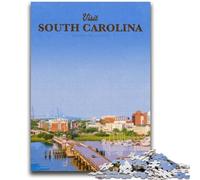 Visit South Carolina Puzzles 1000 Pieces for Teenagers,Help The Brain Exercise Addictive Toys to Cultivate Patience Parent-child Interaction (50x75cm)