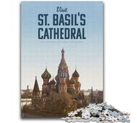 Visit St Basils Cathedral 1000 Piece Jigsaw Puzzles for Teenagers, Educational Games DIY Toys with Matching Poster And Trivia Sheet for Age 14+ 2000pcs (70x100cm)