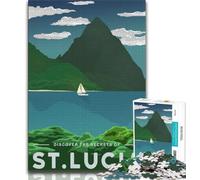 Visit St Lucia Jigsaw Puzzles for Teenagers 1000,Challenging Game And Family Play with Fully Interlocking Randomly Shaped Pieces 50x75cm