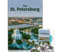Visit St Petersburg Adult Puzzles 1000 Pieces,Help The Brain Exercise Addictive Toys to Cultivate Patience Unique Challenge Game 75x50cm