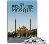 Visit Sultan Ahmed Mosque Jigsaw Puzzles for Adults 1000 Piece, Family Activity with Matching Poster And Trivia Sheet for Age 14+ 1000pcs (50x75cm)