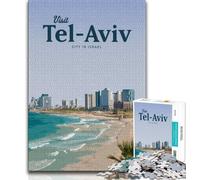 Visit Tel Aviv 1000 Pieces Jigsaw Puzzle For Adults Teens,Brain Intelligence Challenge Addictive Toys for Home Decoration 38x26cm