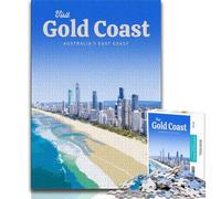 Visit The Gold Coast Adult Puzzles 1000 Pieces,Help The Brain Exercise Addictive Toys to Cultivate Patience Parent-child Interaction 38x26cm
