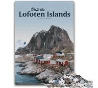 Visit The Lofoten Islands Jigsaw Puzzles for Adults,Learning Educational Toys Family Games with Matching Poster And Trivia Sheet (38x26cm)