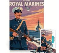 Visit The Royal Marines Poster Jigsaw Puzzle 1000 Think Boost Game Tight Lock No Loose Pieces Interactive Brain Challenge for Home (38x26cm)