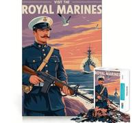 Visit The Royal Marines Poster Jigsaw Puzzle1000 Pieces Mind Train Fun Clean Cut Sturdy Components Captivating Leisure for Cozy Indoors (38x52cm)