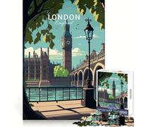 Visit to London Jigsaw Puzzles 1000 Piece for Adults Thinking Skill Relaxed Leisure Neat Edges Perfect Xmas (38x26cm)