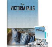 Visit Victoria Falls Jigsaw Puzzles for Teenagers 1000,Challenging Game And Family Play with Fully Interlocking Randomly Shaped Pieces 38x26cm