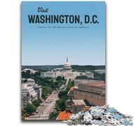 Visit Washington DC 1000 Piece Jigsaw Puzzles for Adults,Challenging Family Activity Games DIY Toy for Home Wall Decor Gifts (50x75cm)