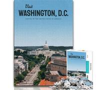 Visit Washington DC Jigsaw Puzzles for Adults 1000,Challenging To Complete But Fun And Humorous Educational Game for Birthday 50x75cm