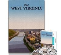 Visit West Virginia Jigsaw Puzzles for Teenagers 1000 Piece Puzzle,Game Toys Every Piece Is Unique - Challenging Family Fun Game 75x50cm