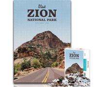 Visit Zion National Park 1000 Piece Jigsaw Puzzles for Teenagers,Stress Reliever Staycation Kill Time with Matching Poster And Trivia Sheet 50x75cm
