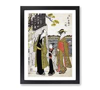 Visiting The Kinryusan Temple By Torii Kiyonaga Asian Japanese Framed Wall Art Print, Ready to Hang Picture for Living Room Bedroom Home Office Décor, Black A2 (64 x 46 cm)