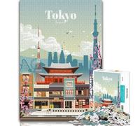 Visiting Tokyo Jigsaw Puzzles for Teenagers 1000 Piece,Family Game Stress Reliever Difficult Challenge Artists Collection,Fine Art 38x52cm