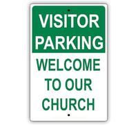 Visitor Parking Welcome To Our Church Reserved Guest Warning Metal Sign Tin Signs Aluminum for Outdoors Use Yard Farm Fence Home Wall Decor 8x12 inch
