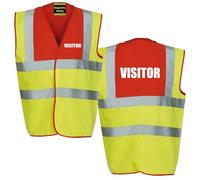 Visitor Printed in White, Red & Yellow 2 Tone Hi Vis Vest EN ISO 20471 supplied by Simply Hi Vis Clothing UK