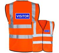 Visitor printed White in Blue Box- Orange Hi Vis/Viz Safety Vest, Waistcoat, Tabard EN ISO 20471 Class 2 supplied by Simply Hi Vis Clothing UK