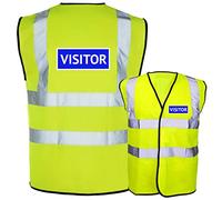 Visitor printed White in Blue Box- Yellow Hi Vis/Viz Safety Vest, Waistcoat, Tabard EN ISO 20471 Class 2 supplied by Simply Hi Vis Clothing UK