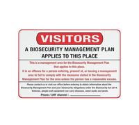 Visitors A Biosecurity Management Plan Applies To This Place 12 X 8 Inches Aluminum Metal Warning Signage With Symbol For Indoor Outdoor Use