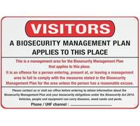 Visitors A Biosecurity Management Plan Applito This Place Aluminum Metal Warning Signage with Symbol for Indoor Outdoor Use 12x8 Inch