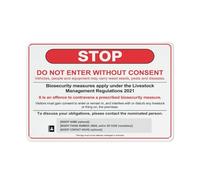 Visitors Biosecurity Stop Do Not Enter Without Consent Vic Sign Safe Sign, Signs Outdoor, 12 X 8 In, Sign For Home, Business, Driveway Alert