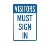 Visitors Must Sign In Warning,Visitor Security Metal Signs for Busines Home Outdoor Indoor Road Yard Garage Street Wall Caution Decor 8 x 12 Inch