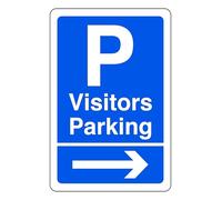 Visitors Parking arrow right- safety sign- 3mm Aluminum Dibond for indoor/outdoor usage (300mm x 200mm) 7m Viewing Distance.