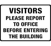 Visitors Please Report to Office Before Entering The Building Metal Sign Aluminum Warning Tin Signs For Outdoor Business Yard Lawn Farmhouse Garden Patio Wall Decor 8x12 Inch