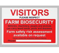 Visitors please respect farm biosecurity sign - Self adhesive sticker (600mm x 400mm)