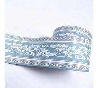 VisitRyl Baby Blue Wallpaper Border Self Adhesive Wall Tiles Decorative, Peel and Stick Wall Border Bathroom Stickers Light Blue Buttercup Leaves 12cm X 1000cm