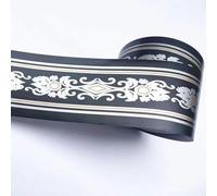 VisitRyl Black Silver Wallpaper Border Self Adhesive Wall Tiles Decorative, Peel and Stick Wall Border Bathroom Stickers Black Silver European Flower 12cm X 1000cm