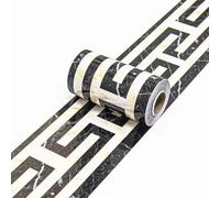 VisitRyl Black Wallpaper Border Self Adhesive Wall Tiles Decorative, Peel and Stick Wall Border Bathroom Stickers Black Marble with Ten Thousand Characters 10cm X 1000cm