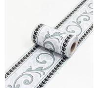 VisitRyl Light Gray Wallpaper Border Self Adhesive Wall Tiles Decorative, Peel and Stick Wall Border Bathroom Stickers Light Grey Buttercup Broom Leaves 10cm X 1000cm