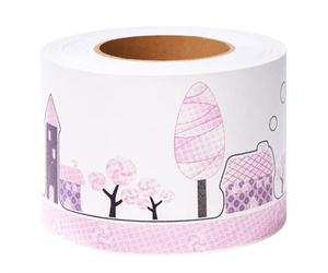 VisitRyl Peel and Stick Wallpaper Border Self-Adhesive Wall Border Sticker Home Ceiling Decorative Border for Bathroom Living Room Kitchen Pink House 10 cm x 500 cm