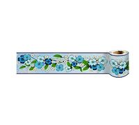 VisitRyl Wallpaper Border Peel and Stick Wall Border Sticker Home Ceiling Decor Edge Strip Border for Bathroom Living Room Kitchen 47-Blue Flower 10cm x 240cm