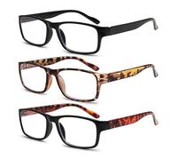 VisiWell 3 Pack Blue Light Blocking Reading Glasses with Anti UV Protection and Spring Hinge Stylish Unisex Readers (Mix Color-1, 3.0, Dioptres)