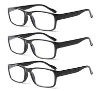 VisiWell 3 Pack Blue Light Blocking Reading Glasses with Anti UV Protection and Spring Hinge Stylish Unisex Readers (Black, 1.25, Dioptres)