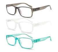 VisiWell 3 Pack Blue Light Blocking Reading Glasses with Anti UV Protection and Spring Hinge Stylish Unisex Readers (Mix Color-2, 3.0, Dioptres)